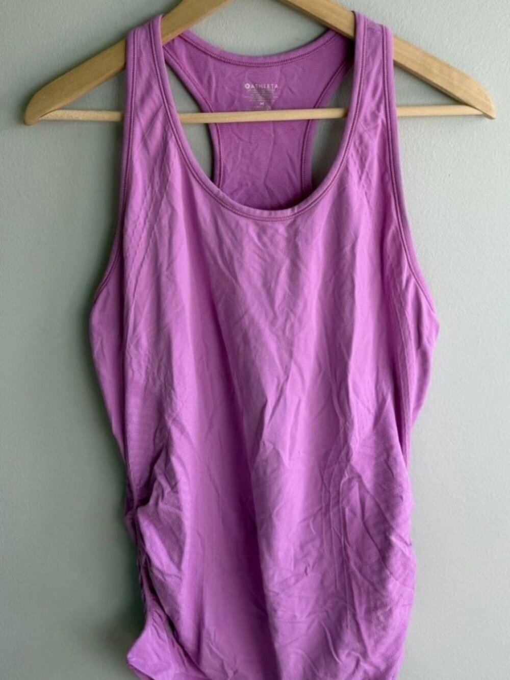 Athleta Racerback Ruched Tank Top Size Medium Pink Purple Gym Workout Women's